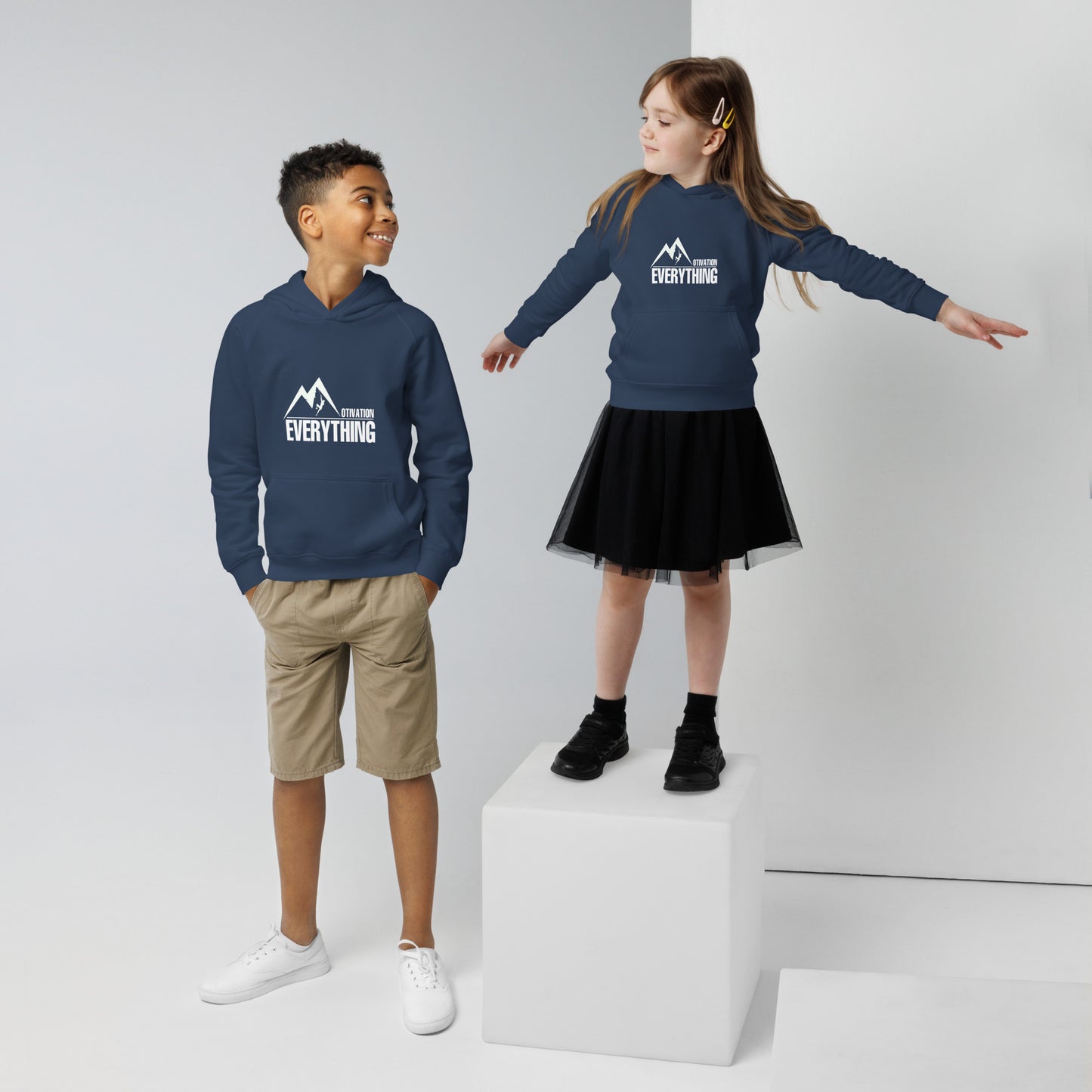 Motivation Over Everything Kids eco hoodie