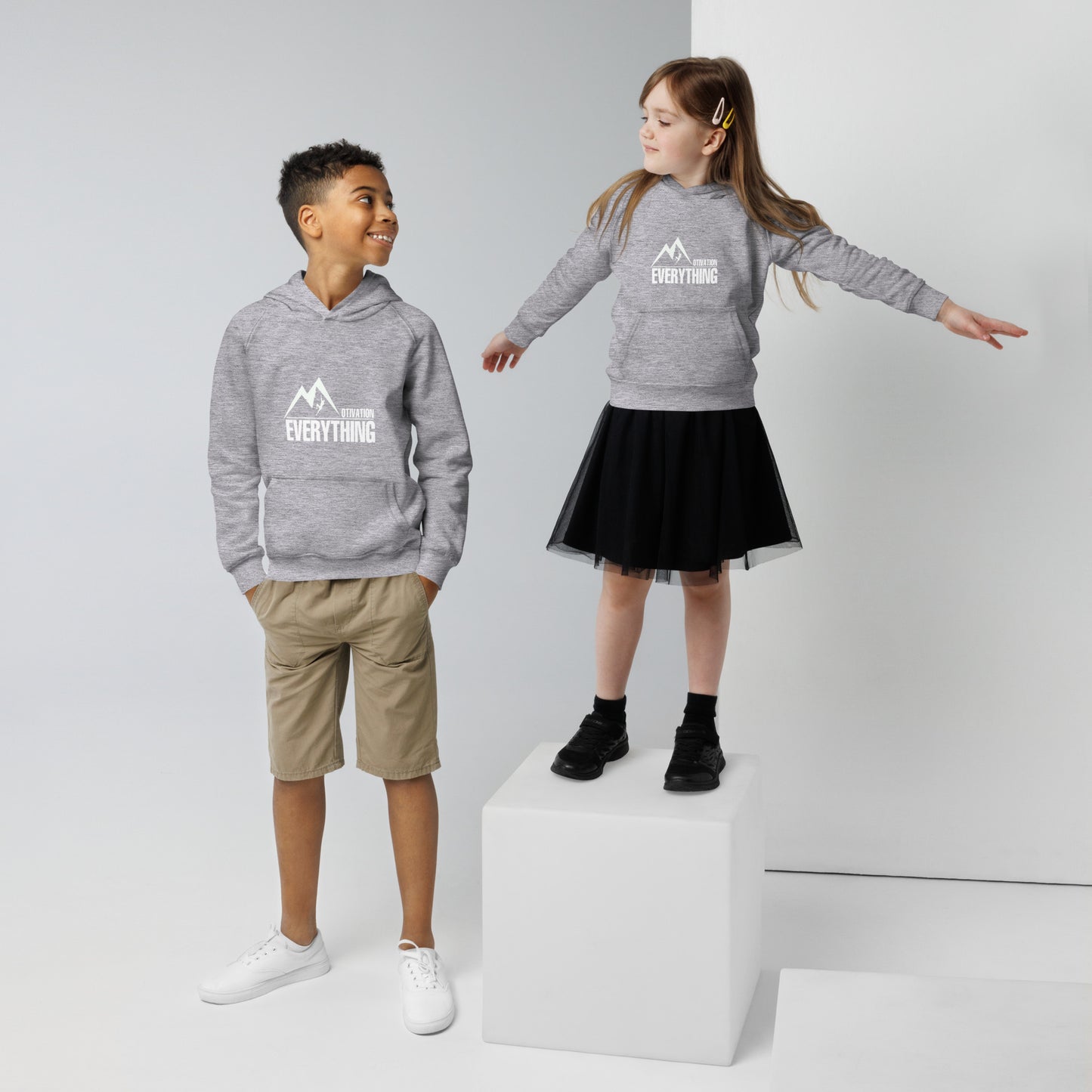 Motivation Over Everything Kids eco hoodie